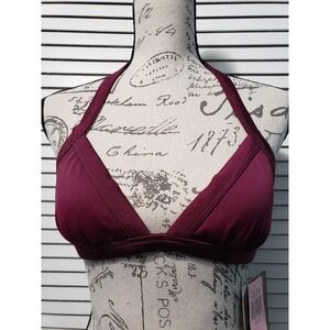 Juicy Couture Homecoming Triangle Bikini Top Women's Size Medium Burgundy Padded